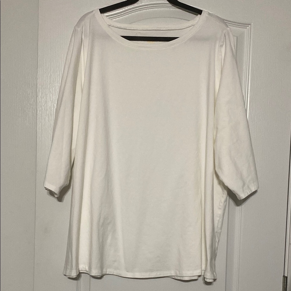 Belle by Kim Gravel Cream Boxy Tunic Tee Women’s Size 4X